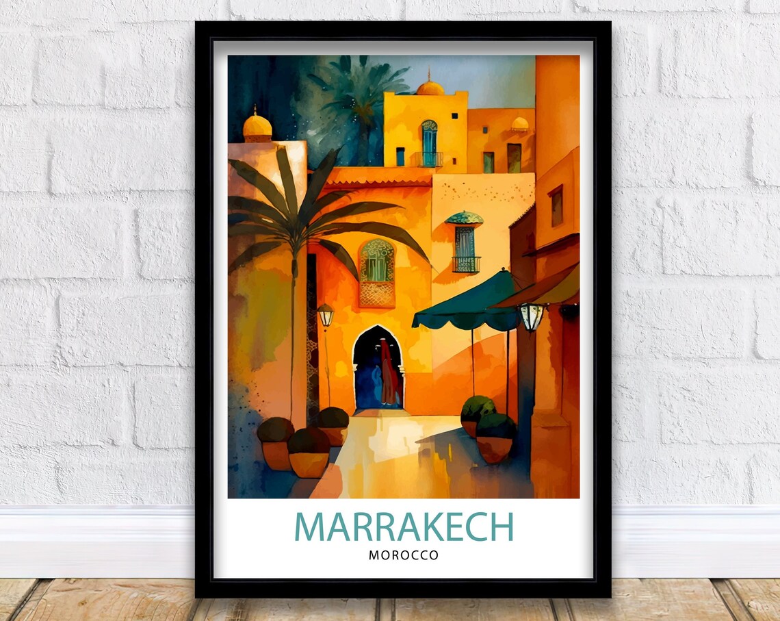 Marrakech Travel Poster, Morocco Wall Art