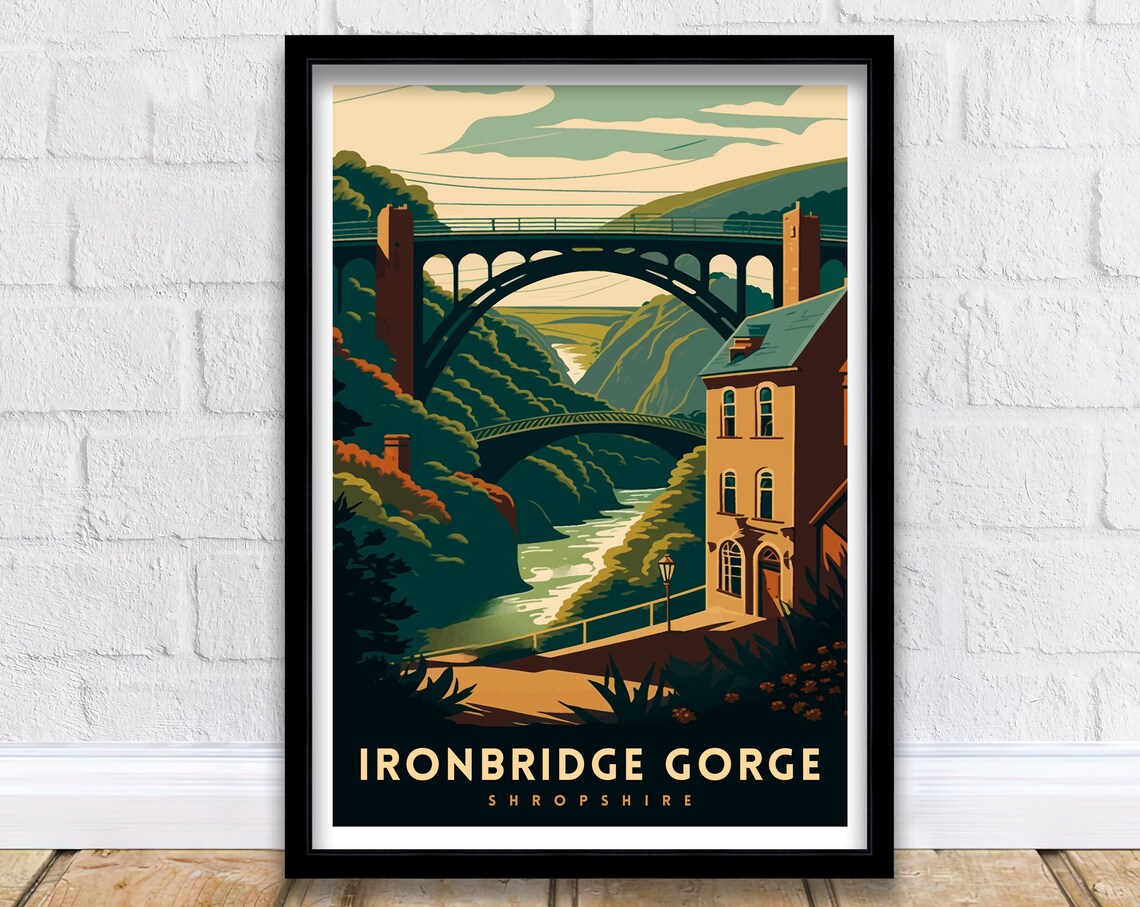 Ironbridge Gorge Travel Poster, Shropshire Wall Art