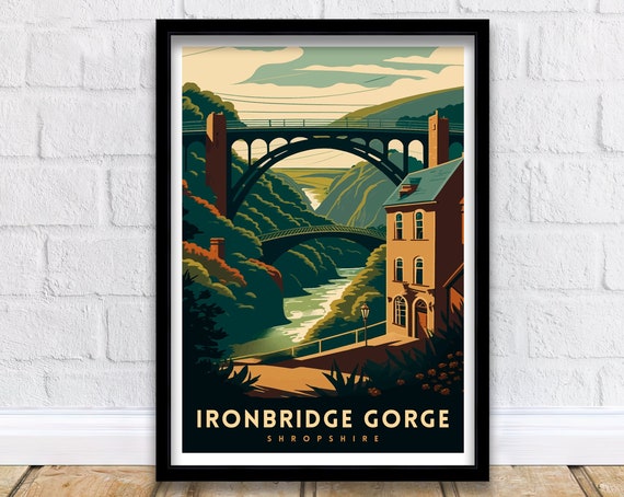 Ironbridge Gorge Travel Poster, Shropshire Wall Art