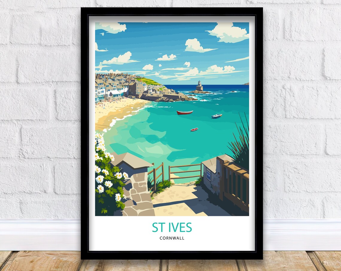 St Ives Cornwall Travel Poster, Travel Poster