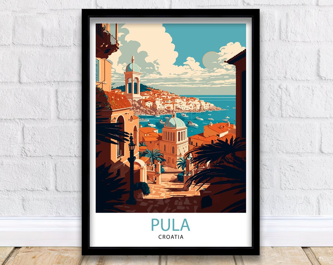 Pula Croatia Travel Poster, Europe Wall Art