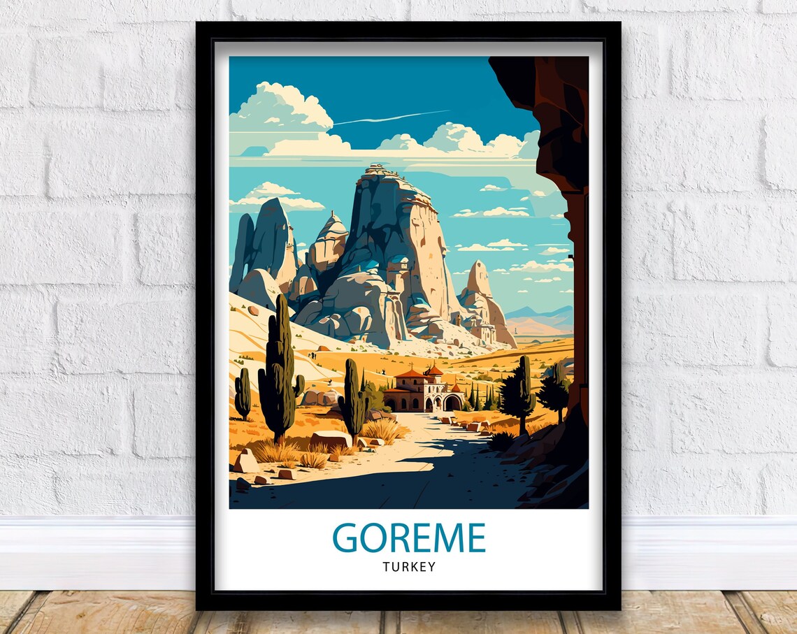 Goreme Turkey Fairy Chimneys Desert Rock Valley Travel Poster