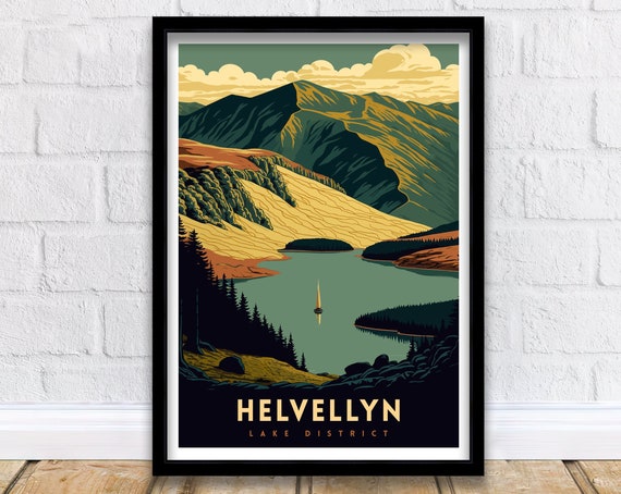 Helvellyn Travel Print Lake District Lake District Print Lake District Poster Travel Poster Striding Edge Hiking Cumbria