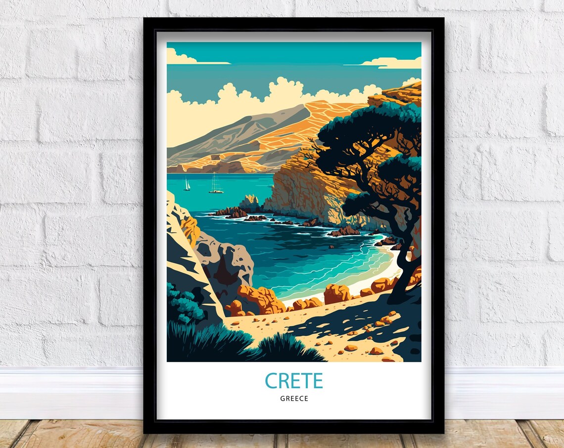 Crete Travel Poster, Greek Island Wall Art