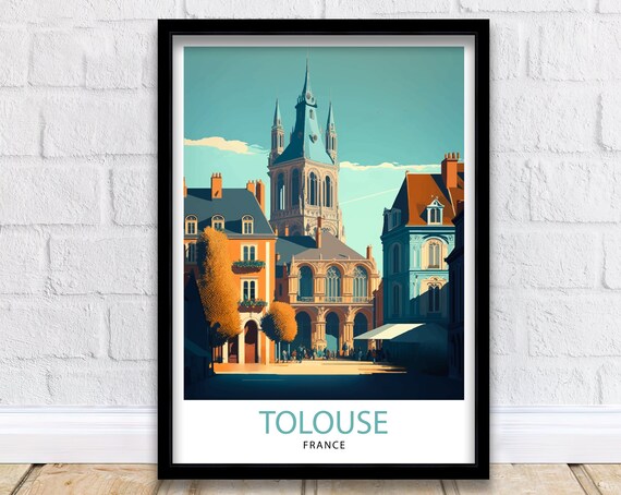 Toulouse France Travel Print Toulouse Wall Art Toulouse Poster France Travel Prints Toulouse Art Print Toulouse Illustration