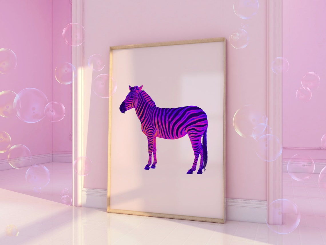 Neon Pink Purple Zebra Pop Art Wild Safari Animal Decor Poster - Image 4
