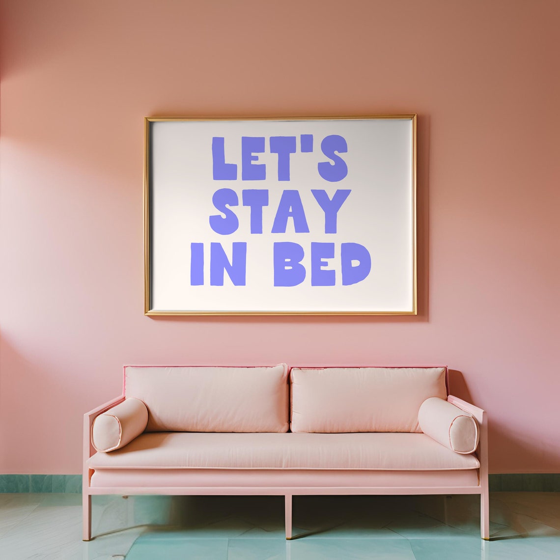 Let's Stay in Bed Purple Bold Typography Statement Quote Poster - Image 3