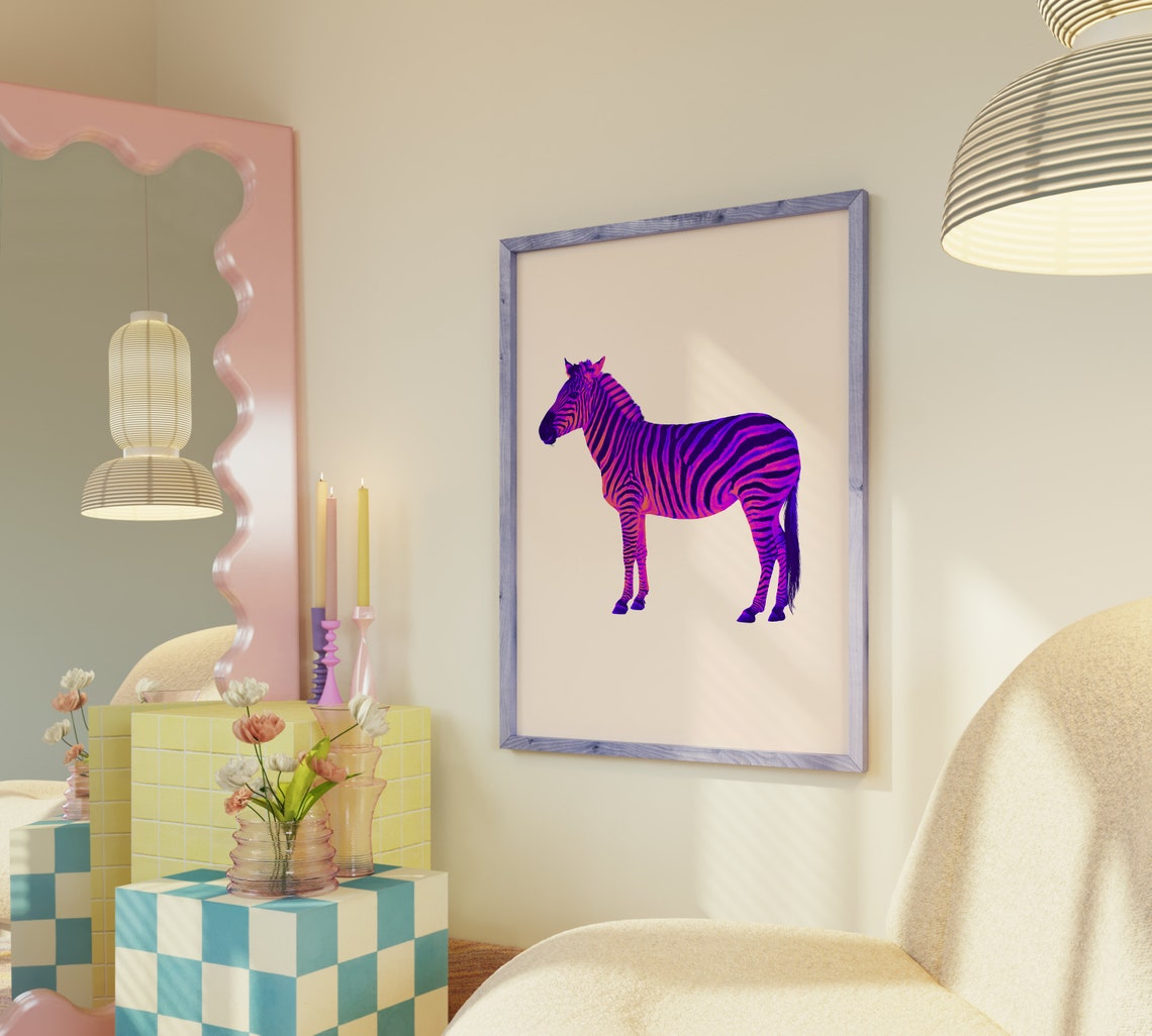 Neon Pink Purple Zebra Pop Art Wild Safari Animal Decor Poster - Image 6