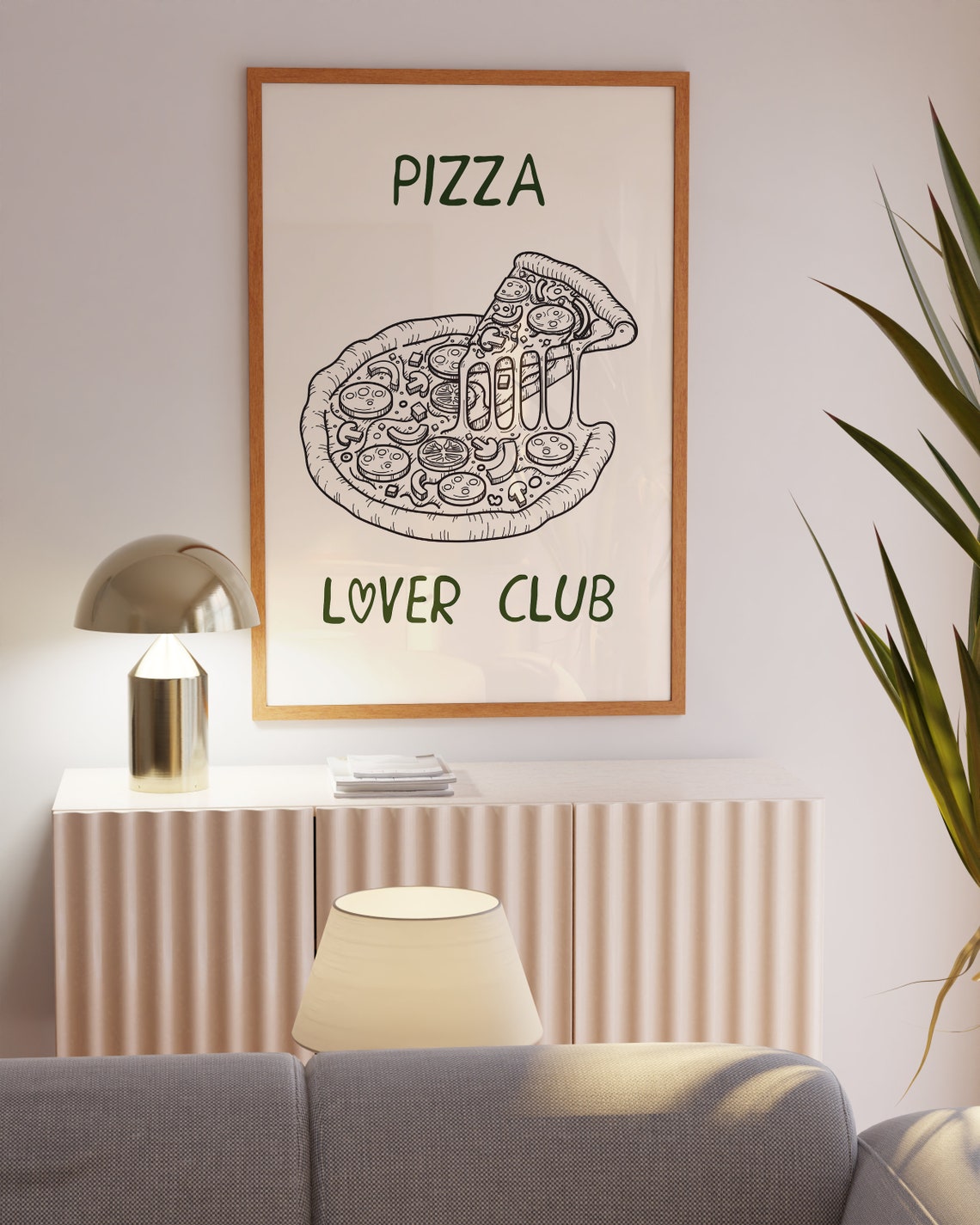 Pizza Lover Club Art Print Pizza Drawing Wall Art Pizza Wall Art Pizza Print Foodie Print Italian Food Wall Art Pizza Line Art Print - Image 3