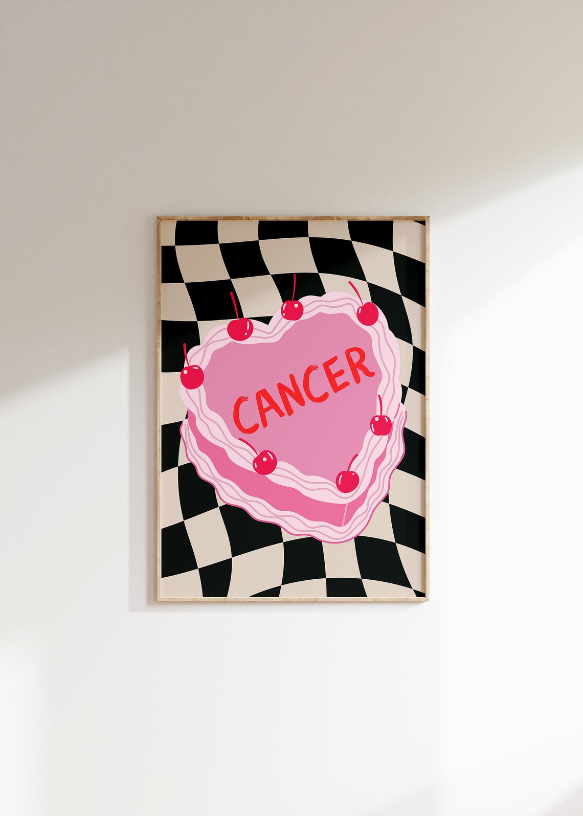 Cancer Cake Art Print Cancer Poster Cancer Art Zodiac Cancer Cake Print Cancer Wall Art Cancer Zodiac Print Heart Cake Print