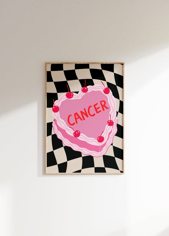 Cancer Cake Art Print Cancer Poster Cancer Art Zodiac Cancer Cake Print Cancer Wall Art Cancer Zodiac Print Heart Cake Print