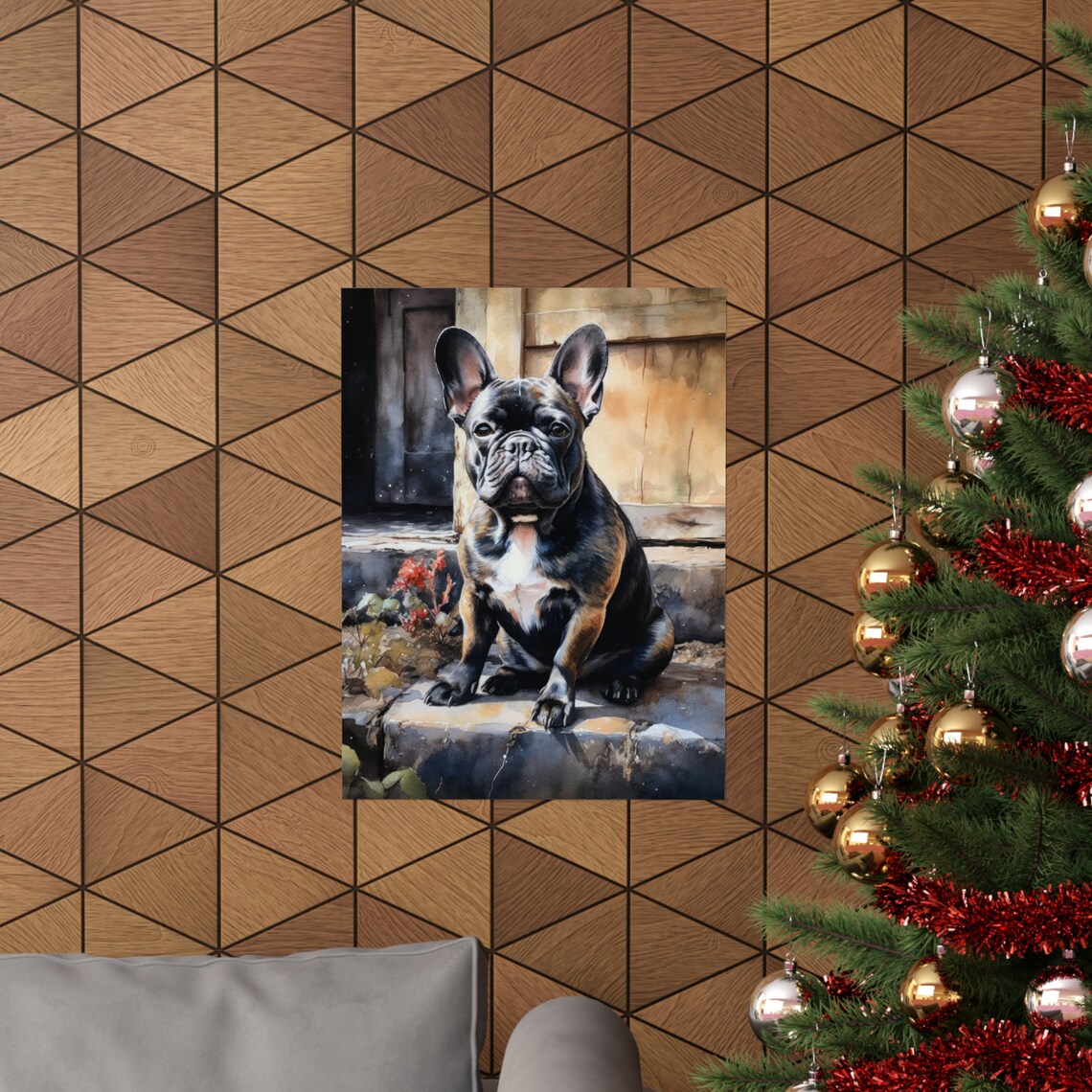 French Bulldog Brindle Stone Steps Portrait Watercolor Dog Poster - Image 3