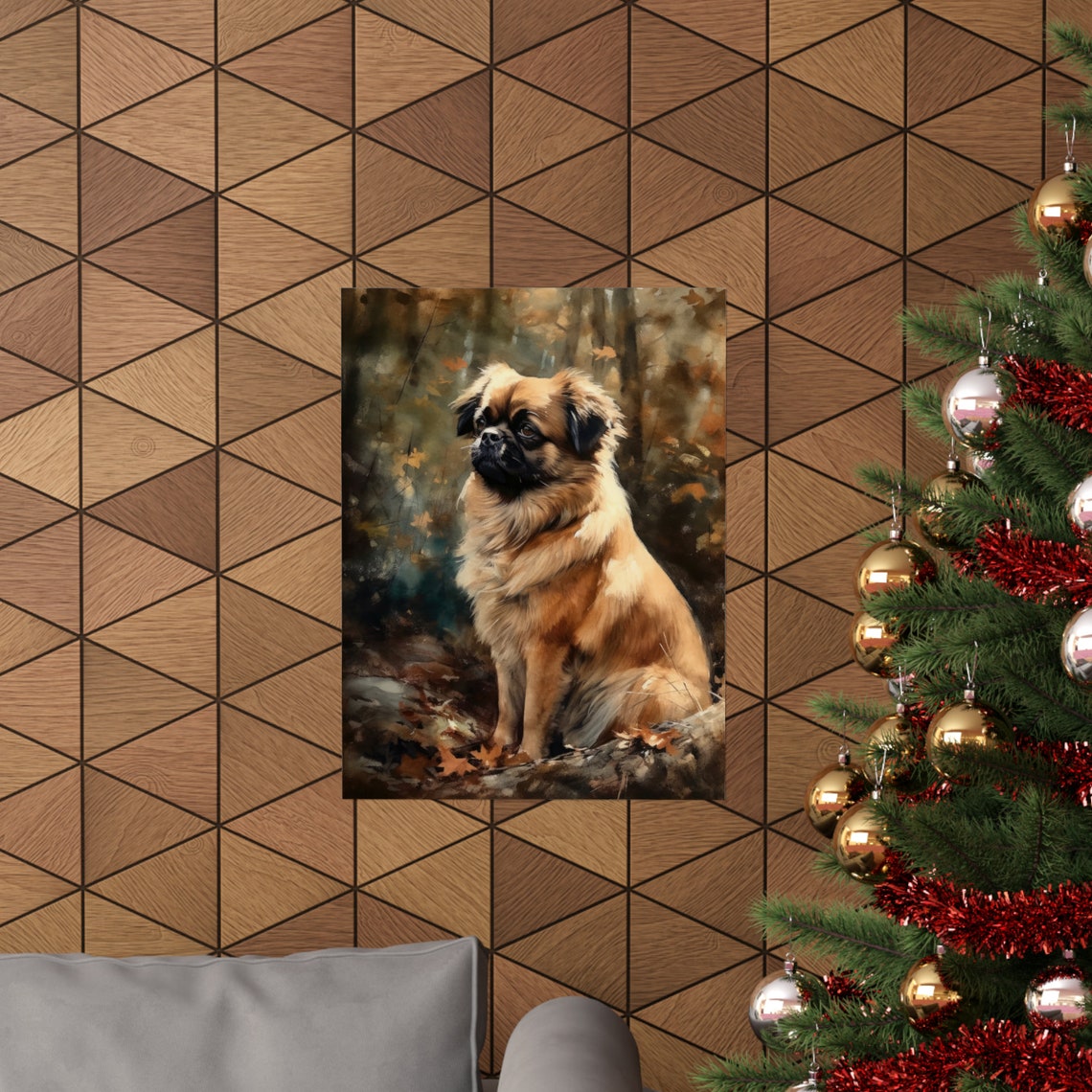 Tibetan Spaniel Sitting Watercolor Portrait Small Dog Breed Poster - Image 3