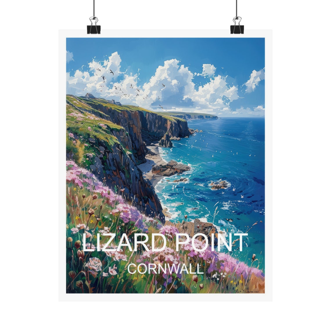 Lizard Point Cornwall Rugged Cliff Wildflower Coast Travel Poster - Image 4