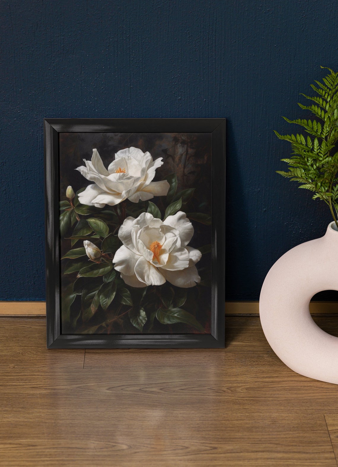 White Gardenia Flowers Glossy Leaves Pure Elegant Floral Art Poster