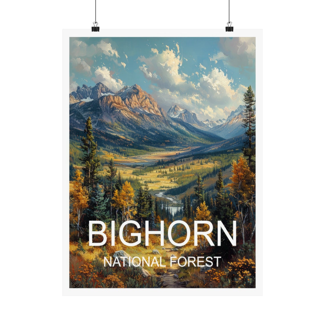 Bighorn National Forest Golden Autumn Valley Mountain View Poster - Image 5