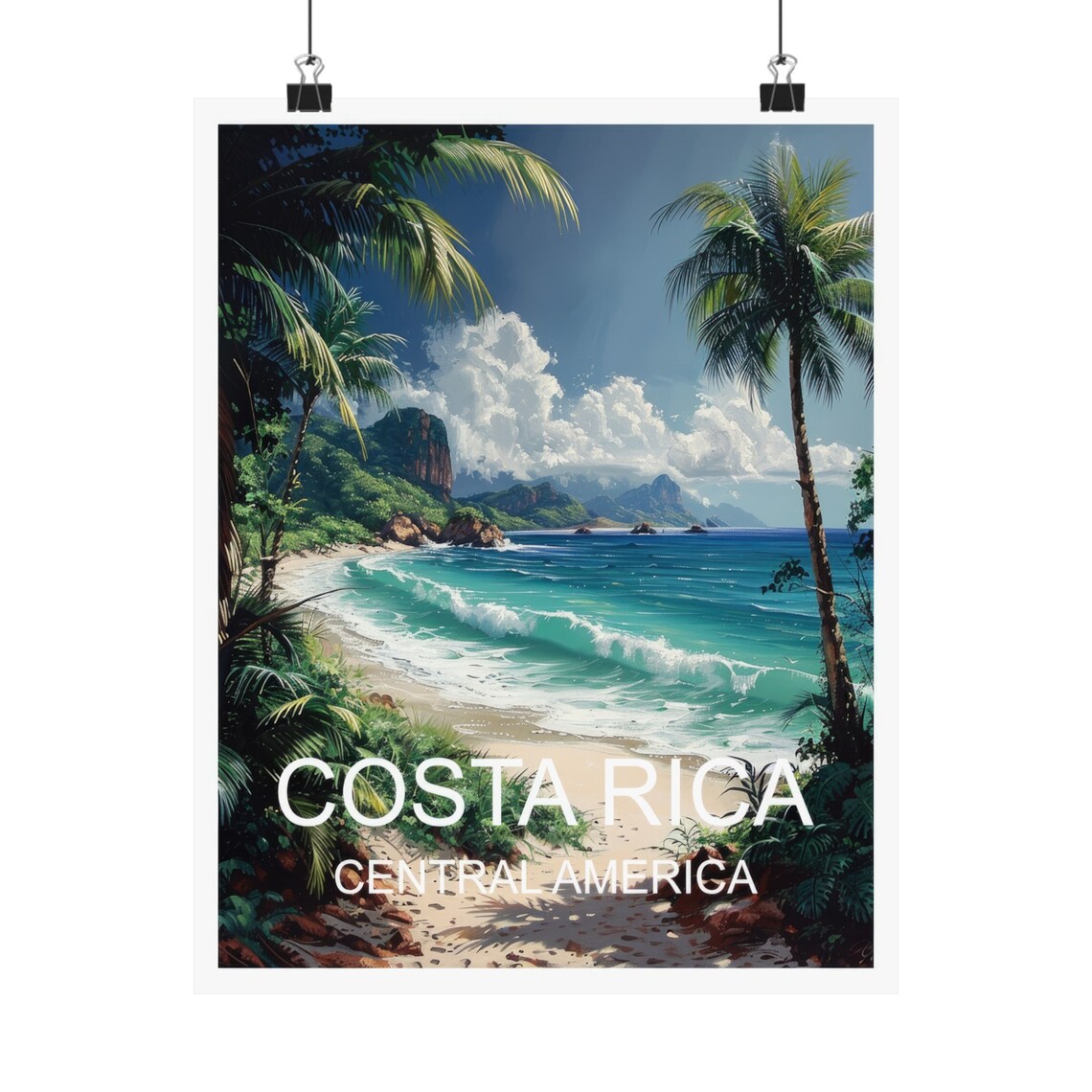 Costa Rica Central America Palm Beach Turquoise Waves Travel Poster - Image 4