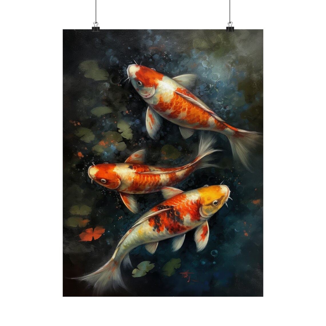 Koi Fish Art Print Koi Pond Painting Koi Wall Art Koi Fish Painting Feng Shui Wall Art Japanese Inspired Art Japanese Poster Zen Art - Image 5