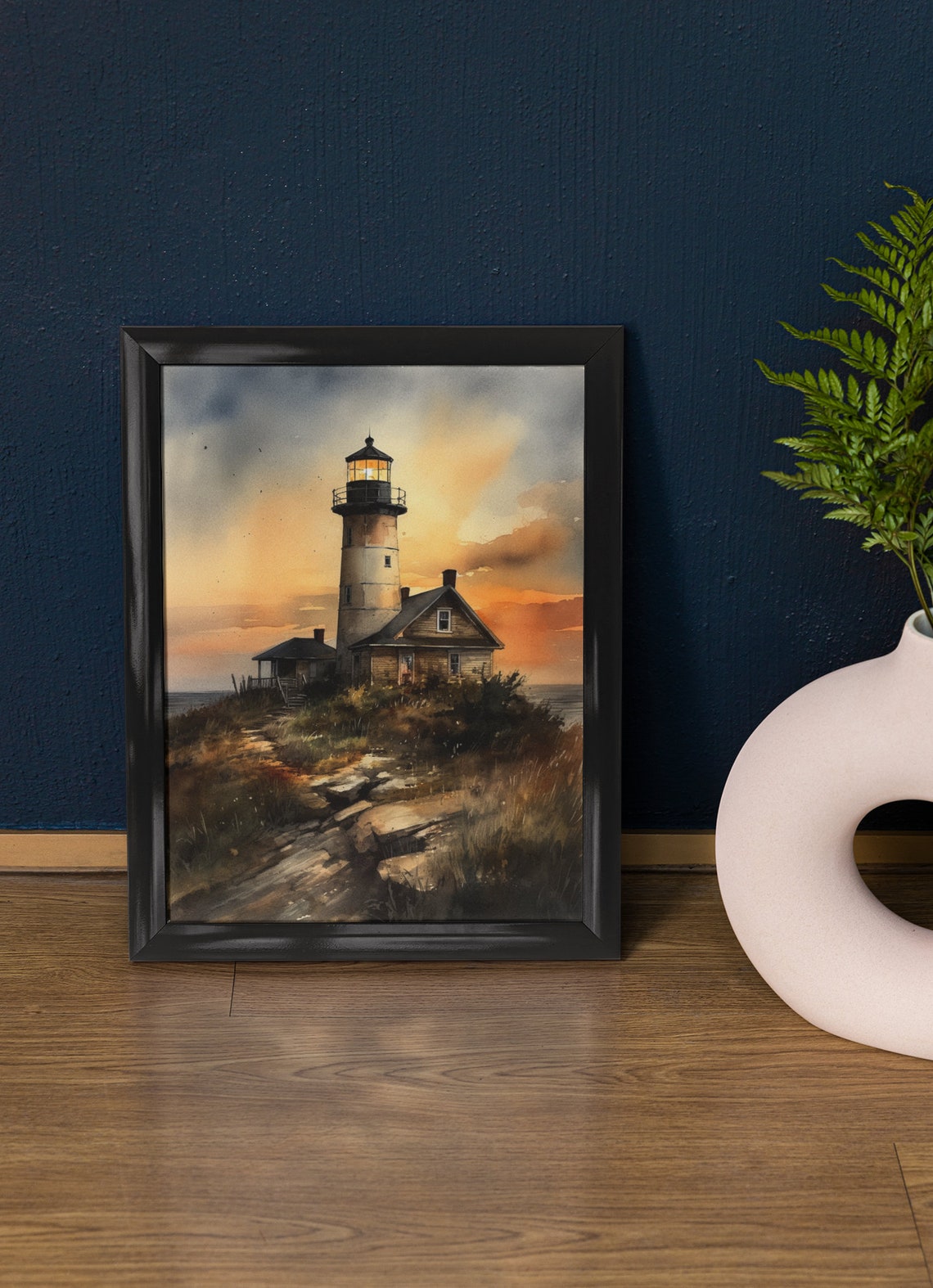 Lighthouse Art Print Lighthouse Painting Lighthouse Wall Art Beach Art Print Beach Wall Art Ocean Dcor Ocean Painting Ocean Theme