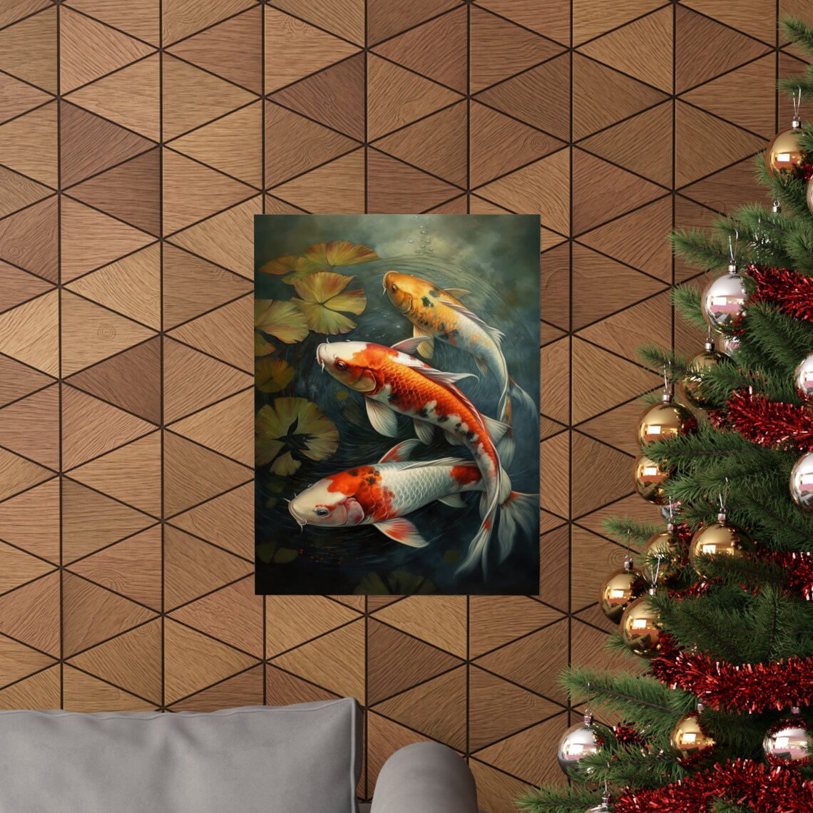 Koi Fish Art Print Koi Pond Painting Koi Wall Art Koi Fish Painting Feng Shui Wall Art Japanese Inspired Art Japanese Poster Zen Art - Image 3