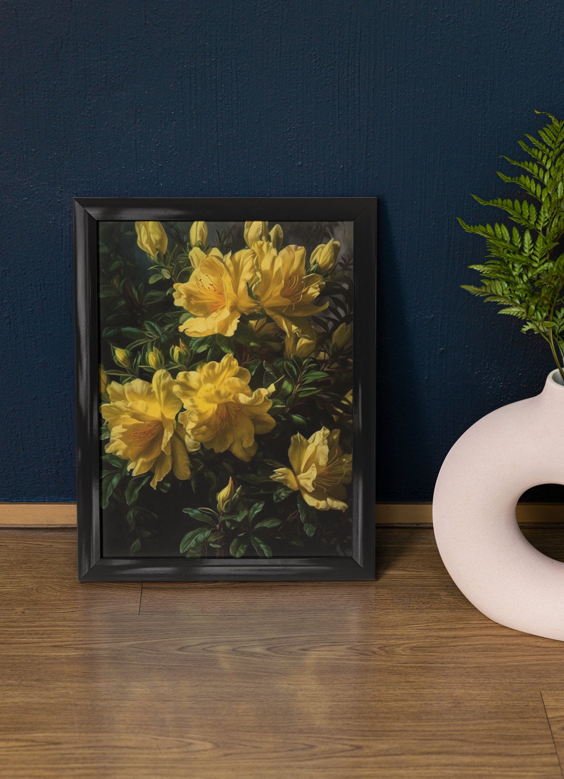 Yellow Azalea Blooming Shrub Bright Spring Blossoms Floral Art Poster