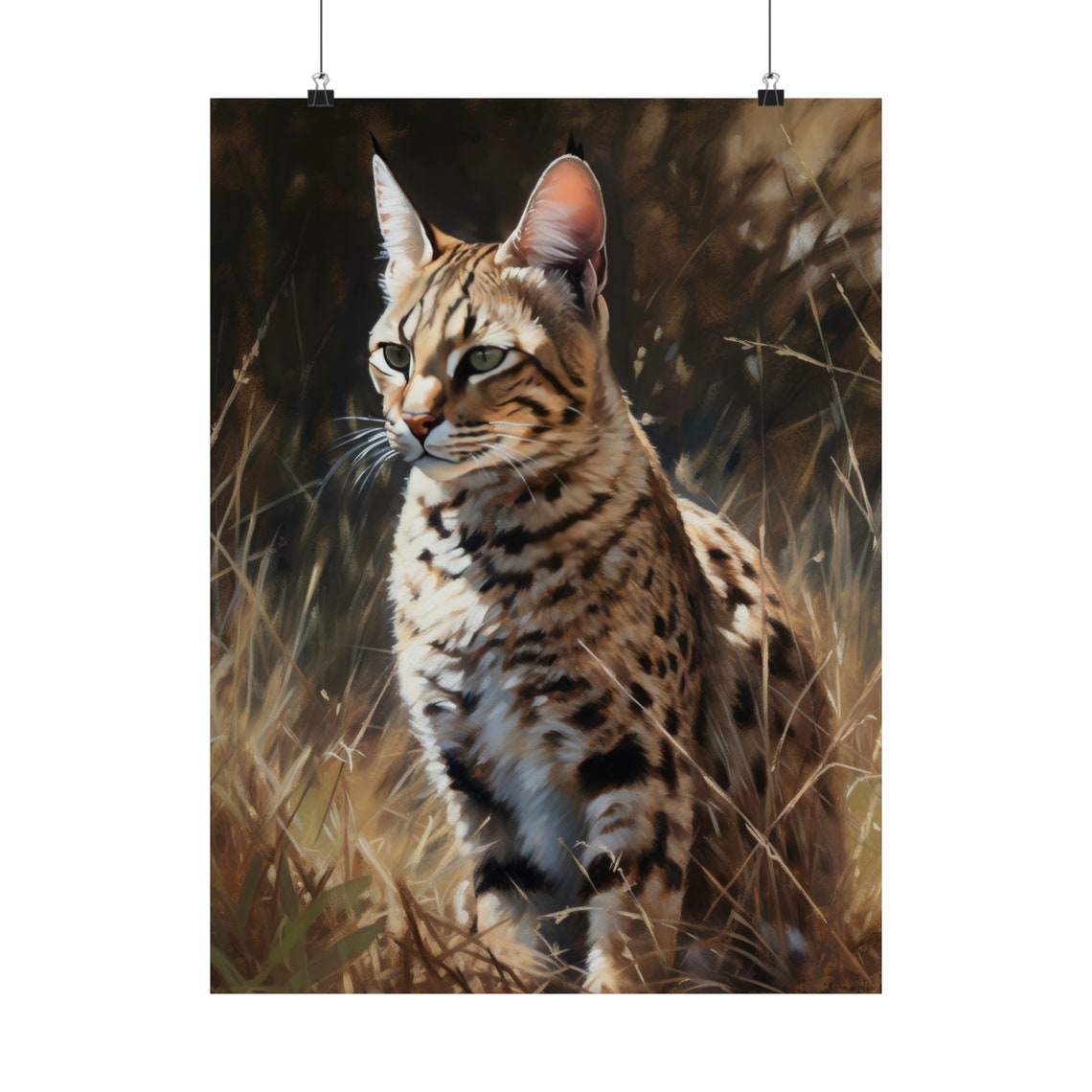 Savannah Cat Spotted Wild Golden Coat Feline Portrait Wall Art Print - Image 5