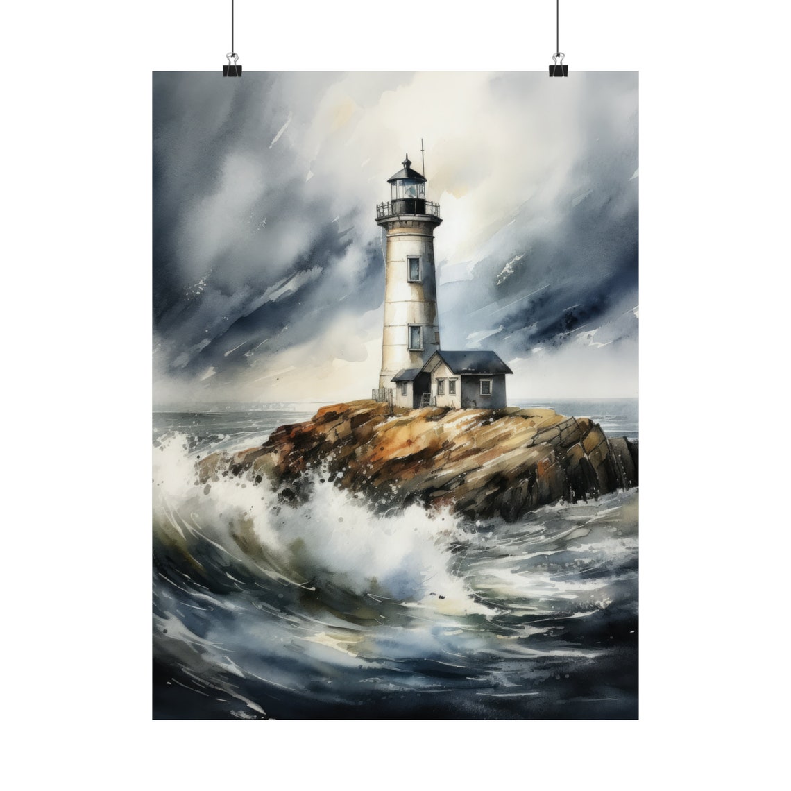 Lighthouse Art Print Lighthouse Painting Lighthouse Wall Art Beach Art Print Beach Wall Art Ocean Dcor Ocean Painting Ocean Theme - Image 5