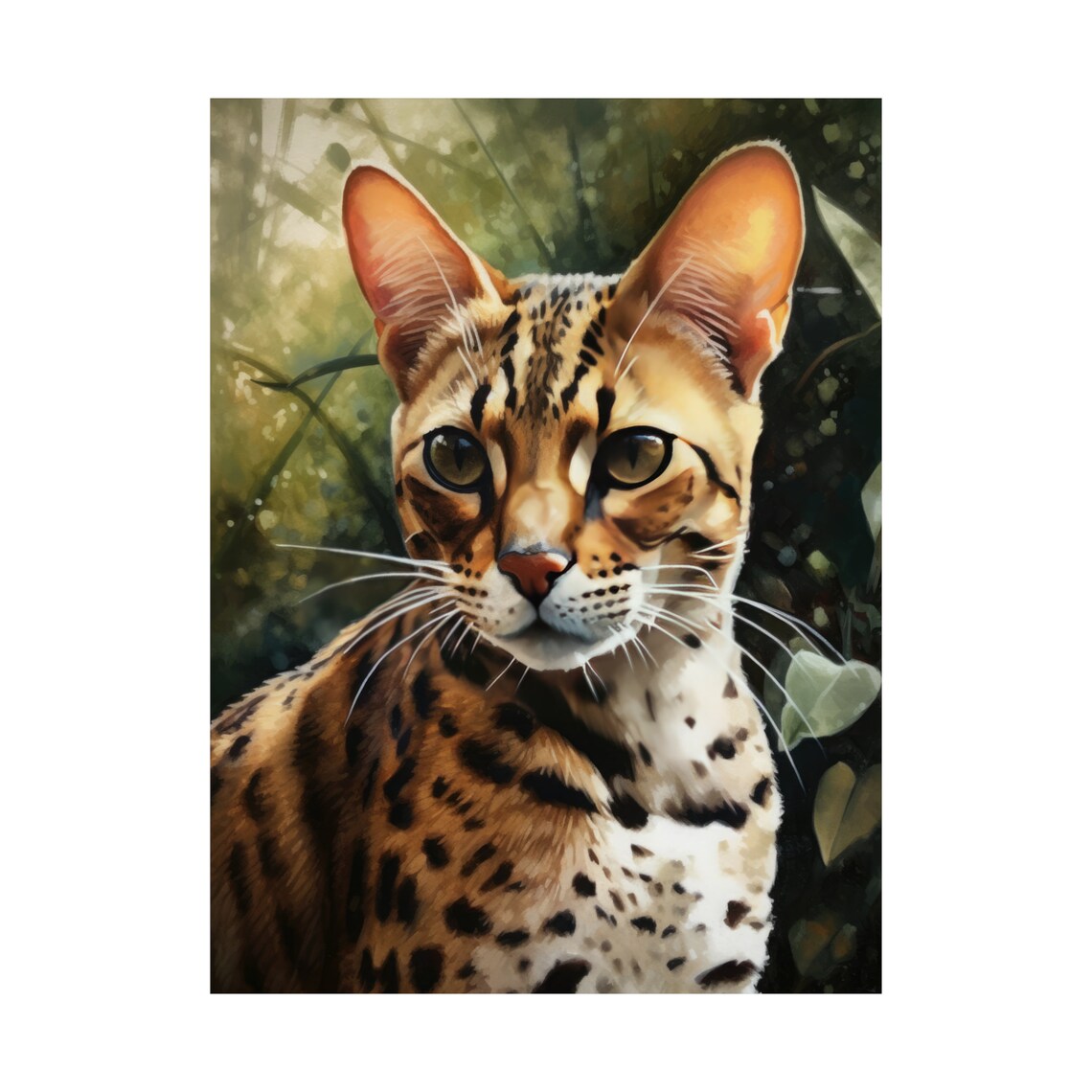 Ocicat Golden Spotted Cat Big Ears Portrait Animal Art Poster - Image 4