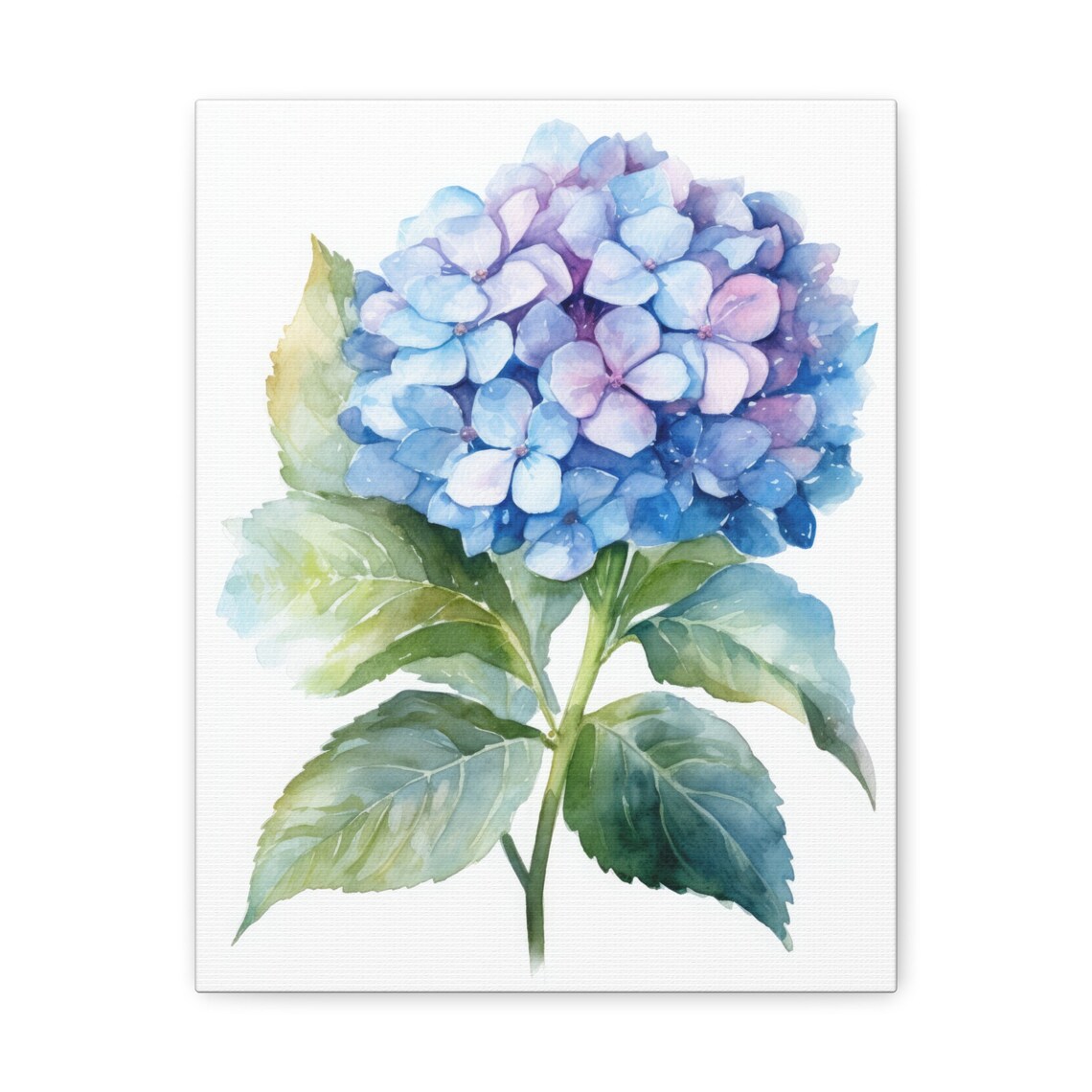Blue Hydrangea Bloom Soft Watercolor Blue Purple Floral Art Print - Image 2