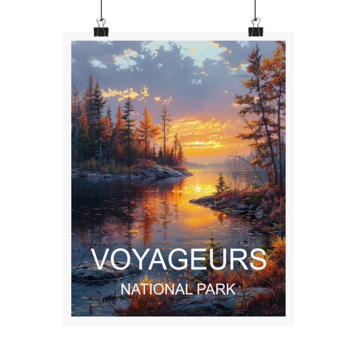 Voyageurs National Park Sunset Lake Pine Forest Travel Poster - Image 4