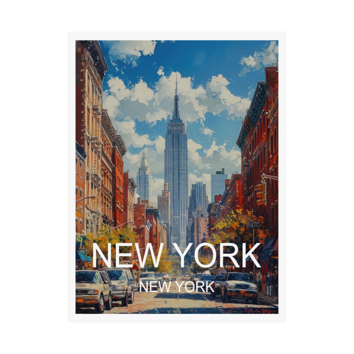 New York City Empire State Building Street Scene Travel Poster - Image 3