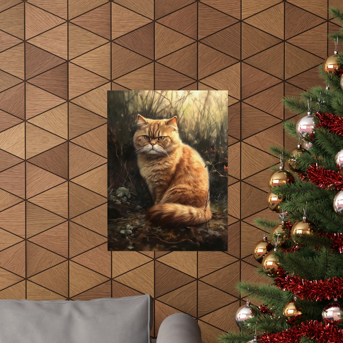 Exotic Shorthair Orange Tabby Cat Grass Field Feline Art Poster - Image 3