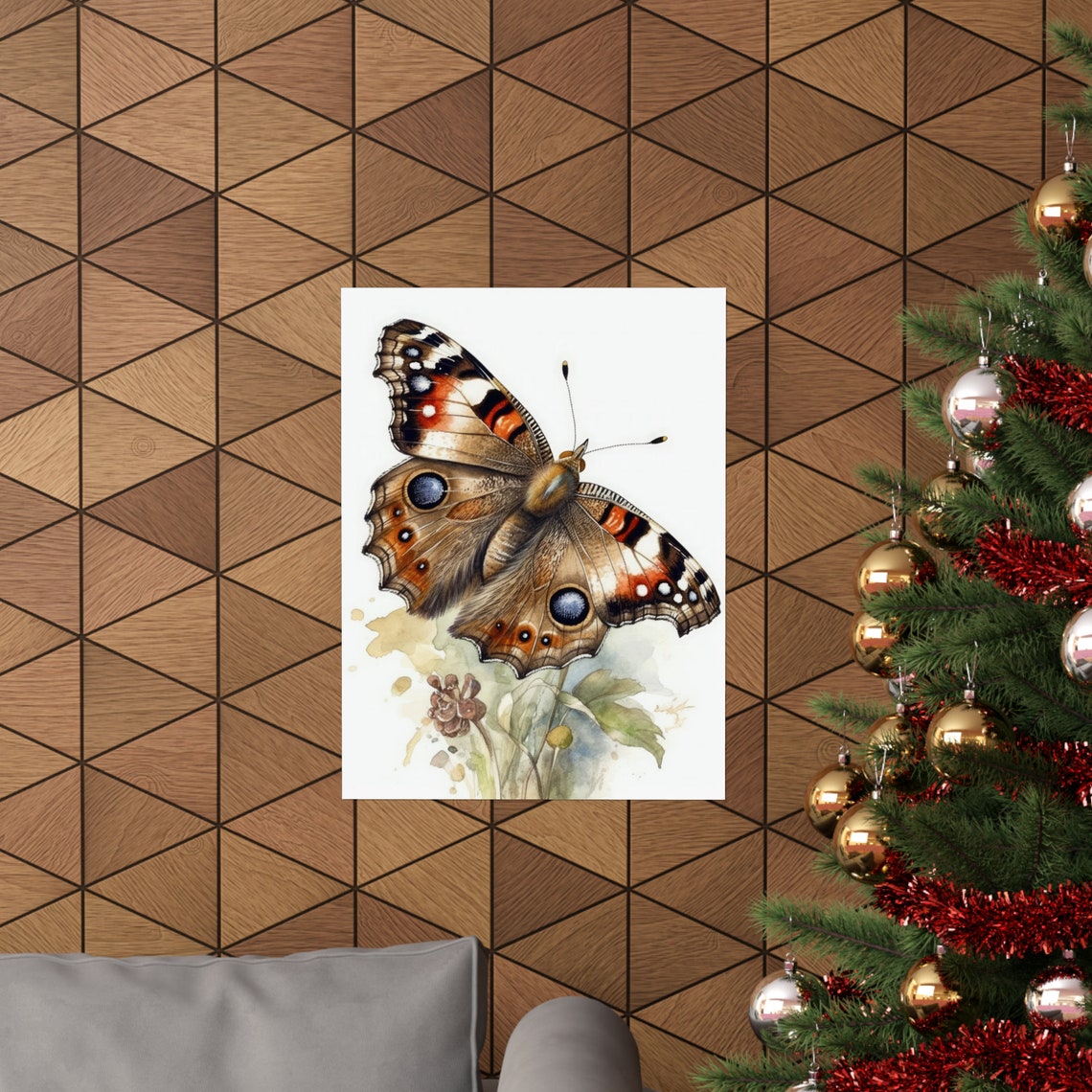 Common Buckeye Butterfly Eyespots Brown Wings Watercolor Insect Poster - Image 3