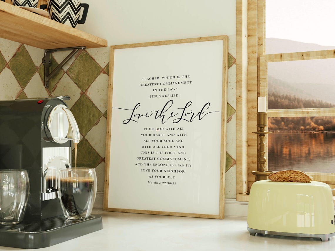 Matthew 22 Love the Lord Bible Verse Minimalist Scripture Wall Poster - Image 3