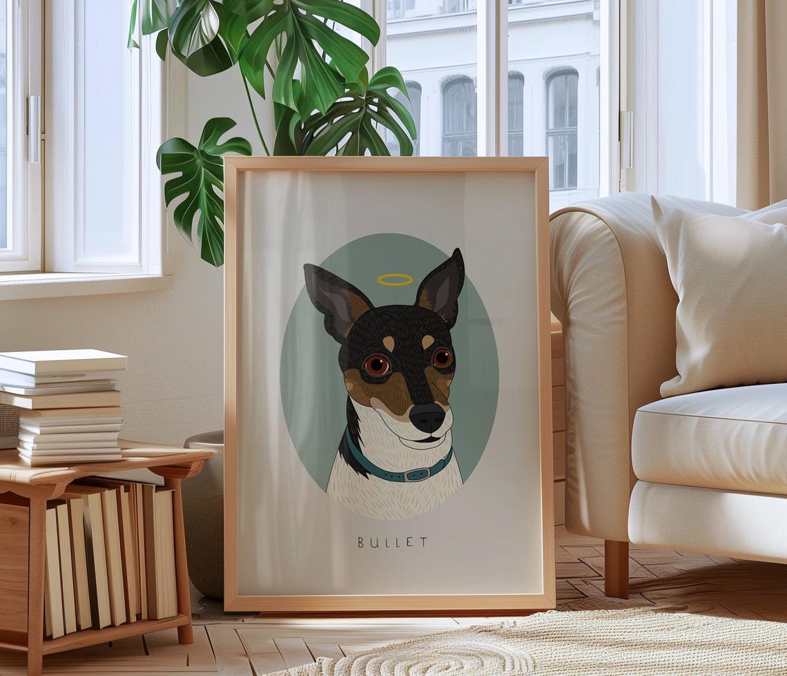 One Of A Kind Pet Portrait Illustration Pet Memorial Custom Pet Portrait Dog Drawing From Photo Gift For Pet Parents Dog Print - Image 2