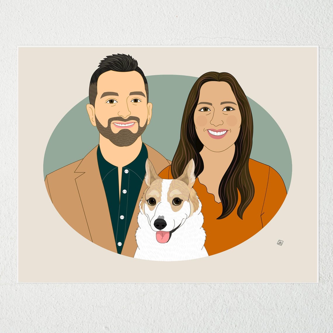 Custom Couples Portrait Gift Certificate With Pet 8x10 Art Print - Image 3