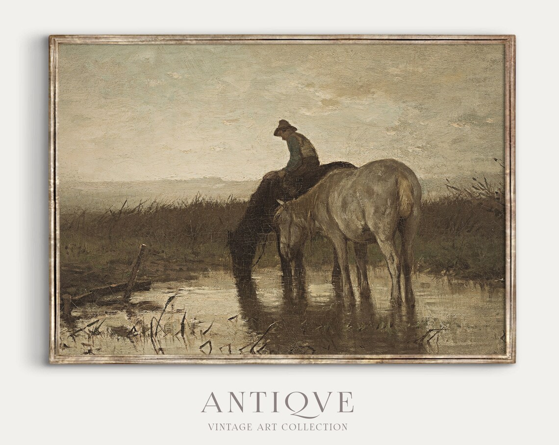 Horse Oil Painting, Farmhouse Artwork