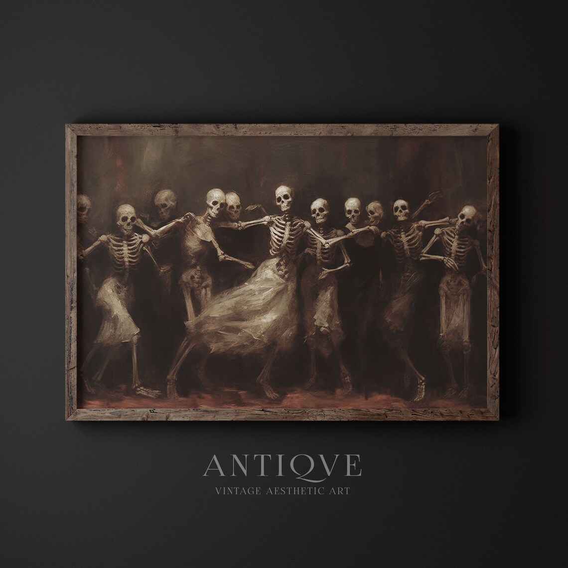 Skeletons Partying Dance of the Dead Halloween Art Print - Image 2
