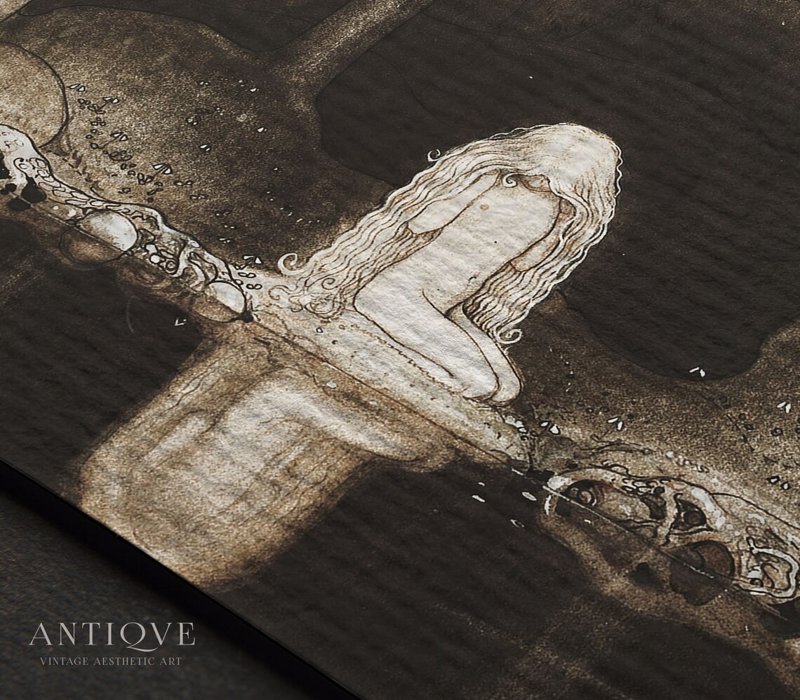 Blond Nymph On Lake, Moody Halloween Art - Image 2