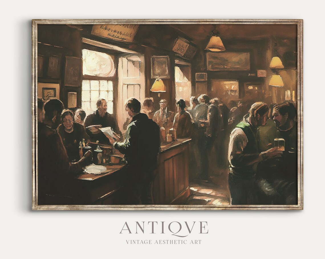 Moody Irish Pub With People, Traditional Ireland Poster