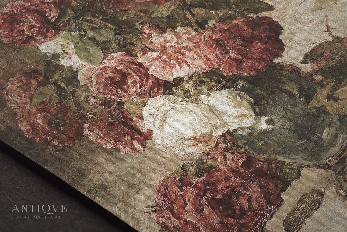 Vintage Roses Still Life, Spanish Fan Art Print - Image 3