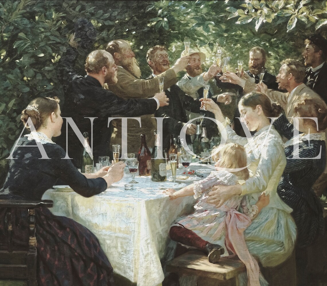 Vintage Family Gathering Garden Party Art Print - Image 2