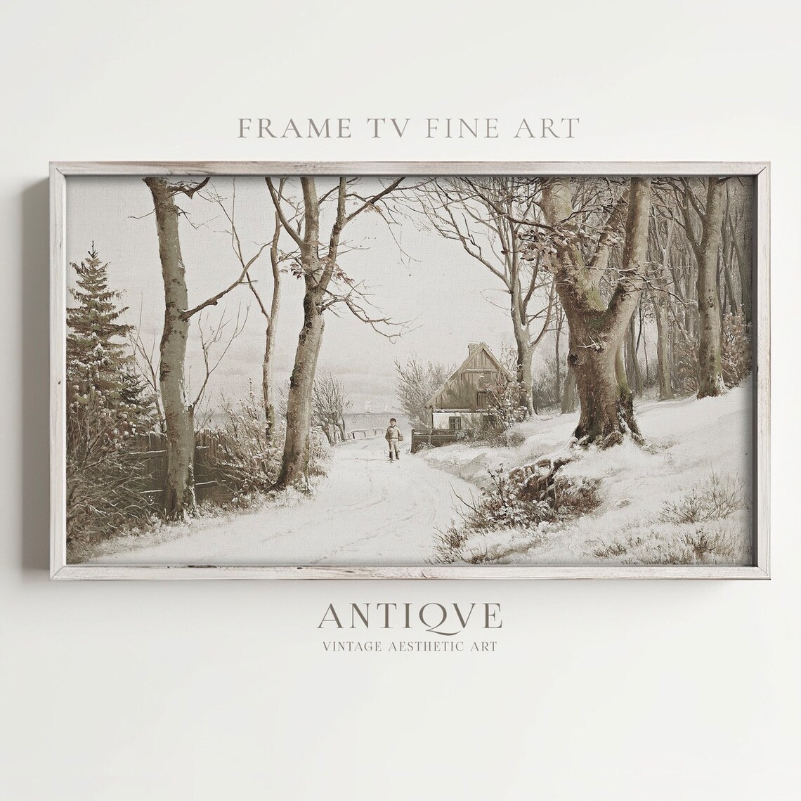 Little Boy In The Snow, Vintage Winter Landscape - Image 2