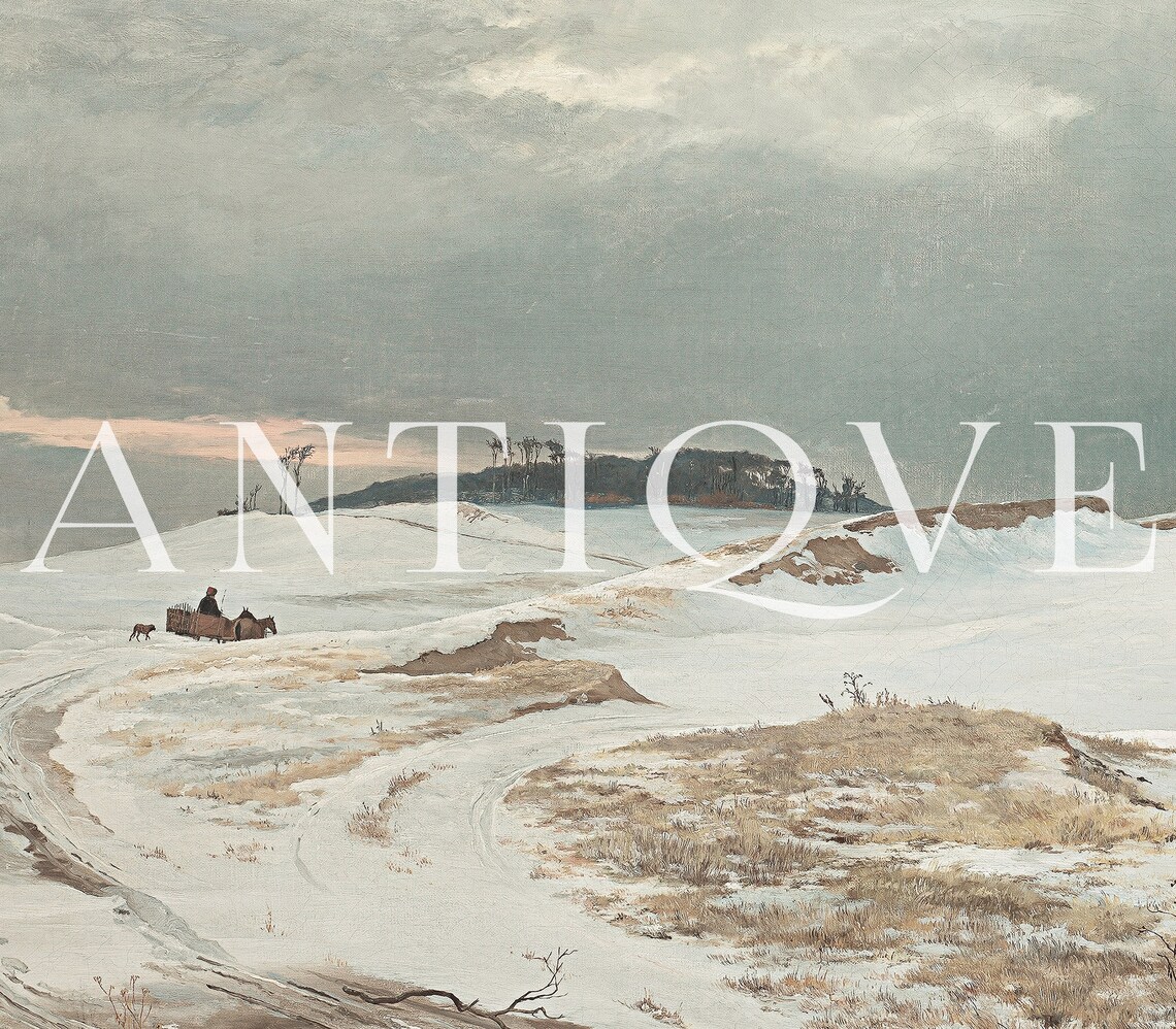 Winter Landscape, Snowy Path With Horses - Image 3