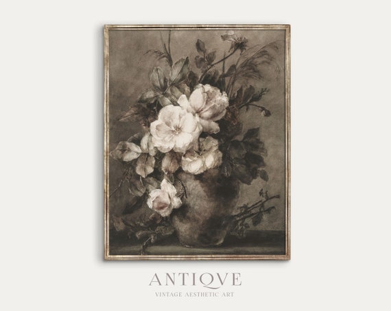 Vintage White Flowers Watercolor Still Life Art Print