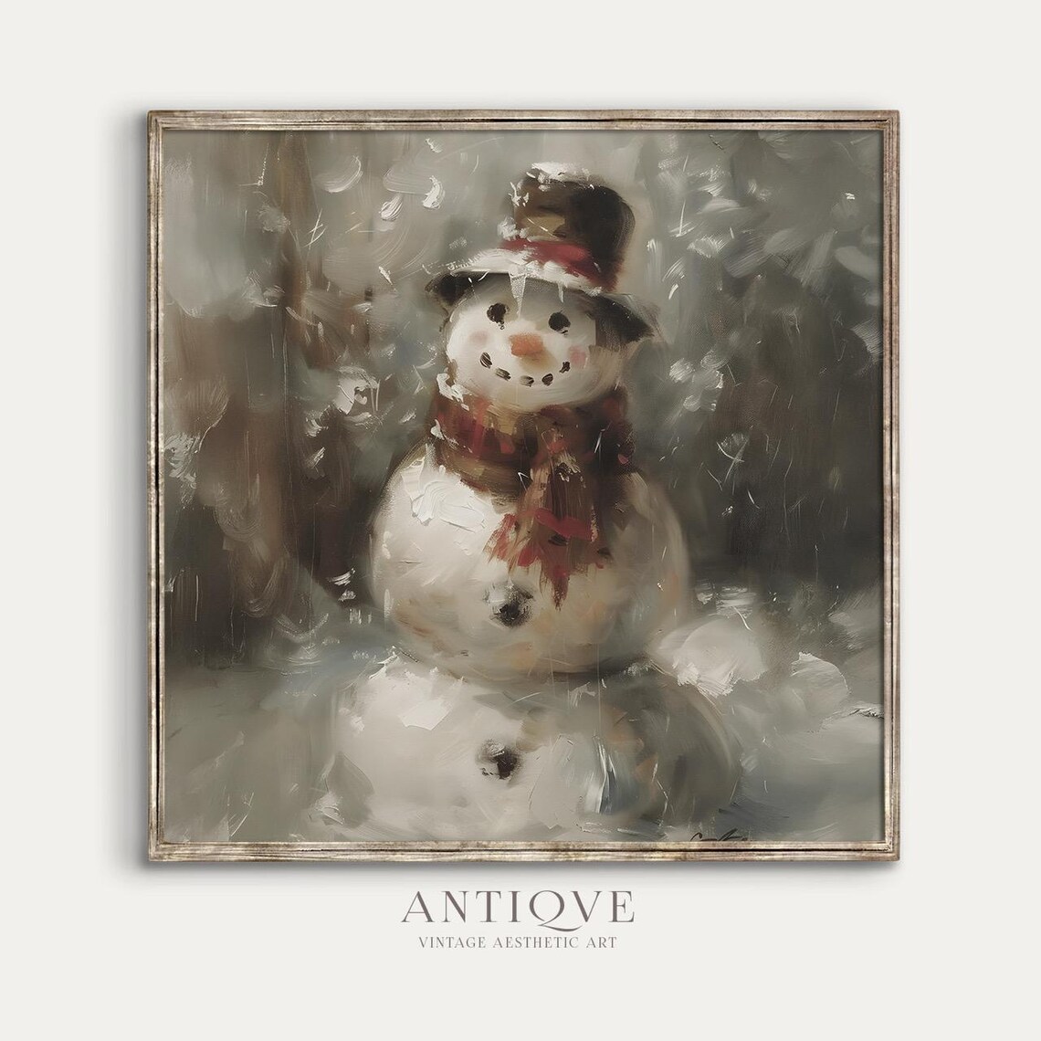 Snowman Christmas Painting, Rustic Farmhouse Decor - Image 3