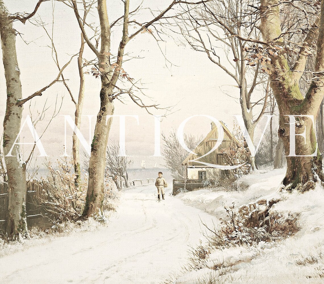 Little Boy in the Snow, Vintage Winter Landscape - Image 4