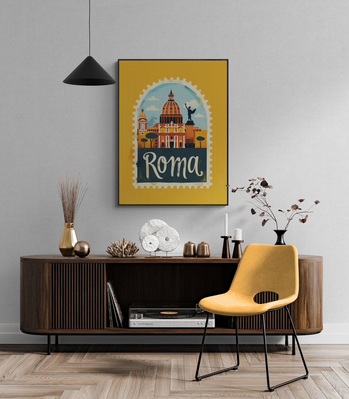 Rome St Peters Basilica Arch Stamp Vintage Italy Travel Poster - Image 5