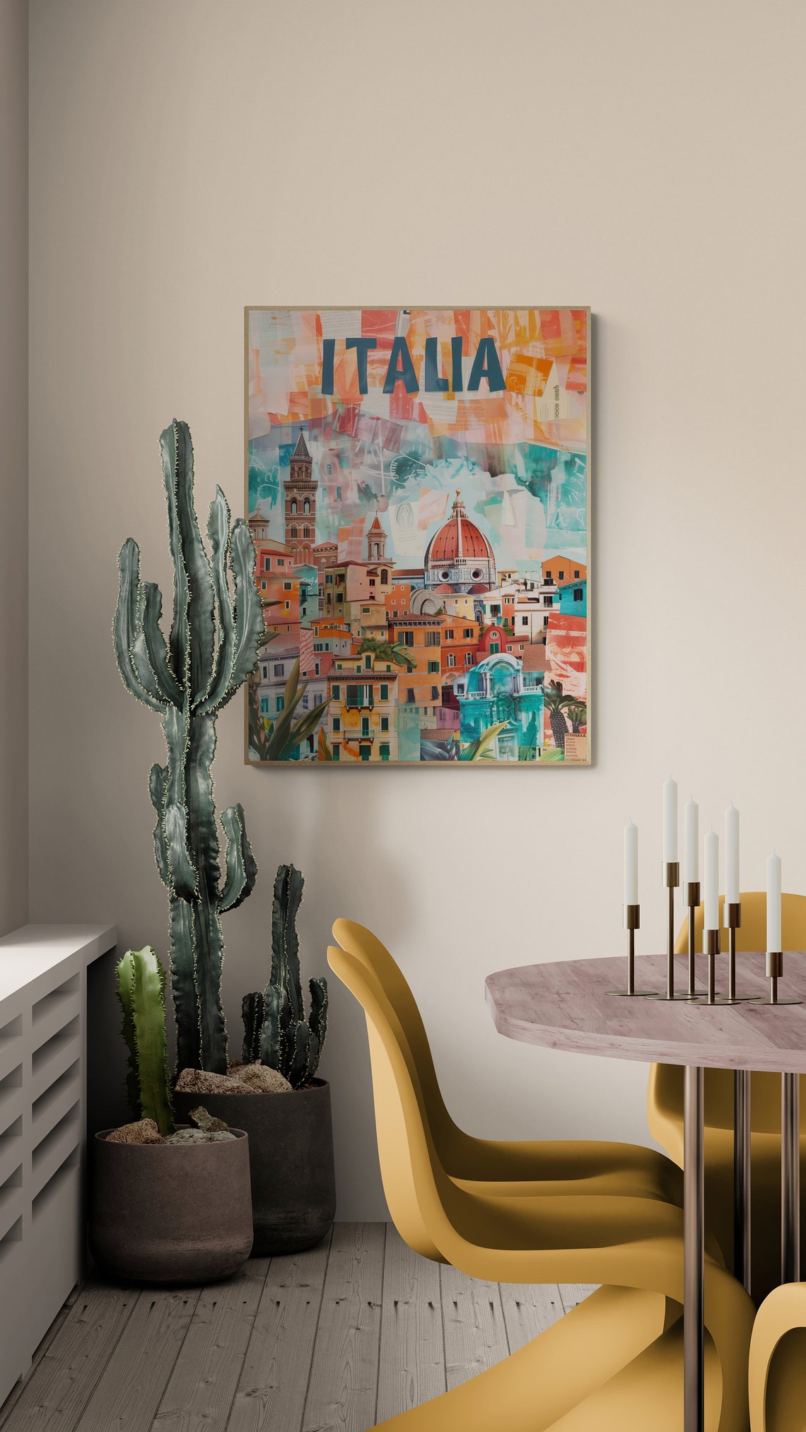 Italia Florence Duomo Dome Hill Town Painterly Collage Travel Poster - Image 4
