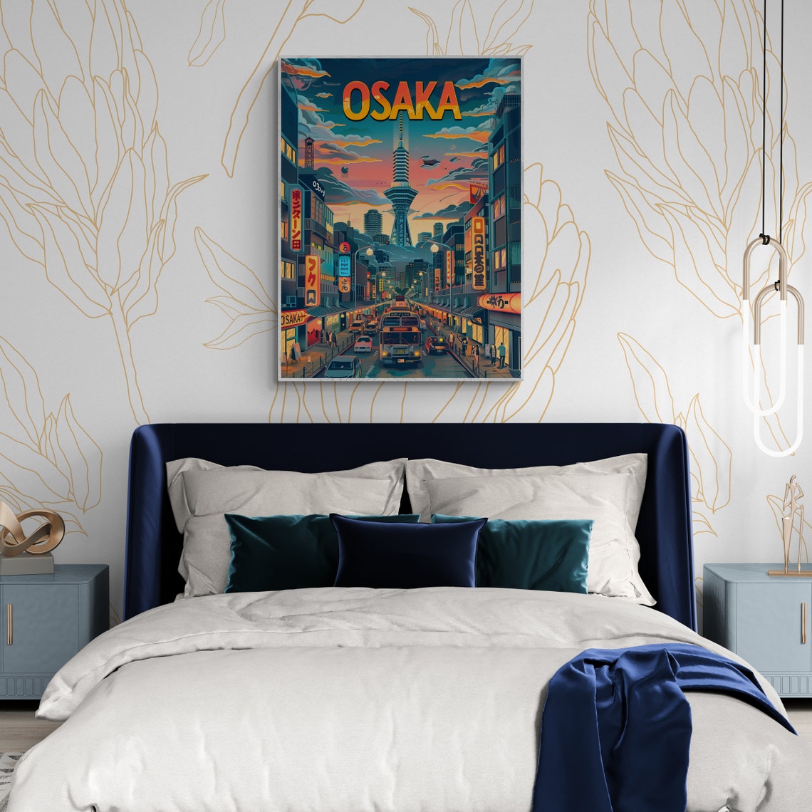 Osaka Neon Street Night Tower Lights Vibrant Retro Travel Poster - Image 4
